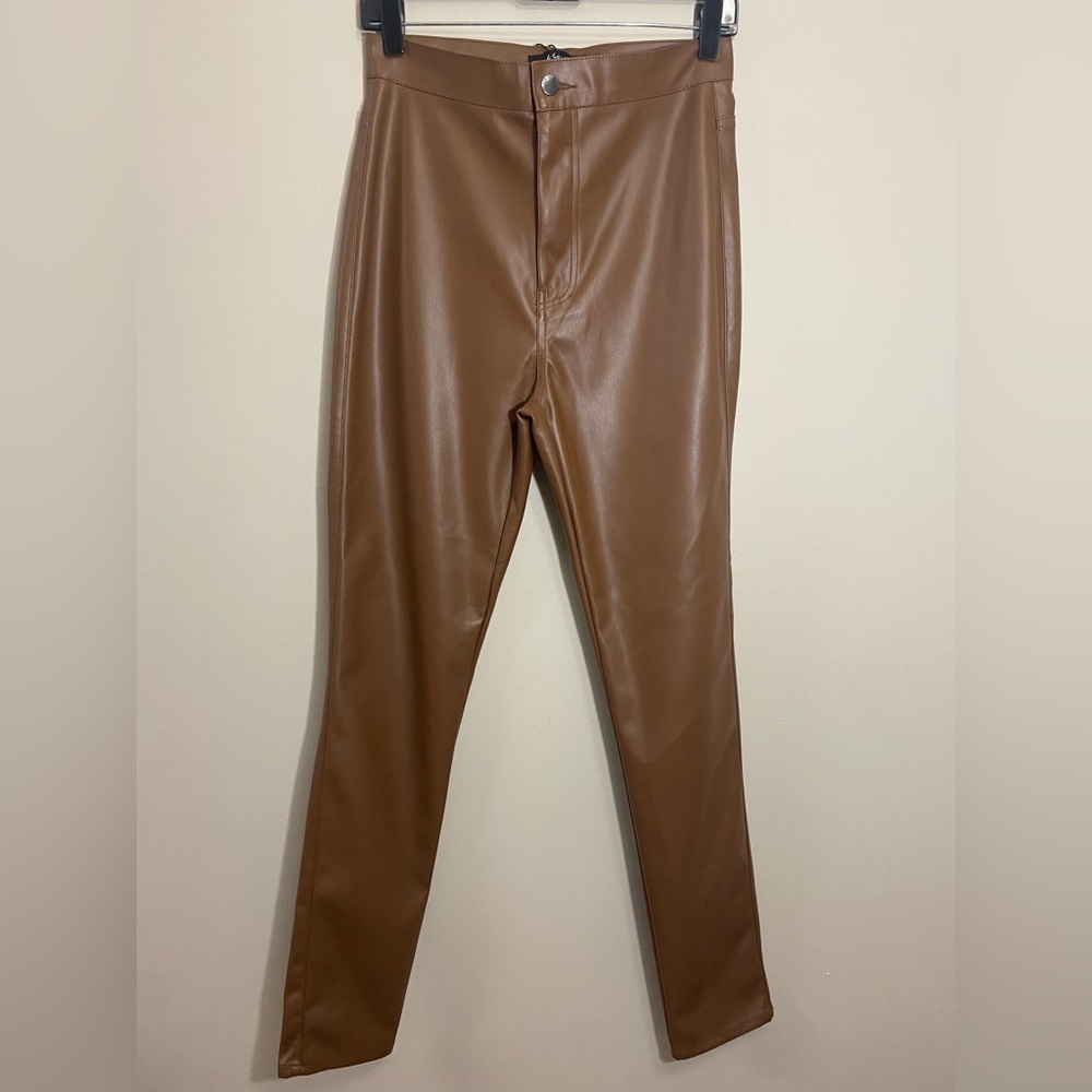 Nwt Kosmios Faux Leather Pants For Women Size 11 Brown.New With Tag